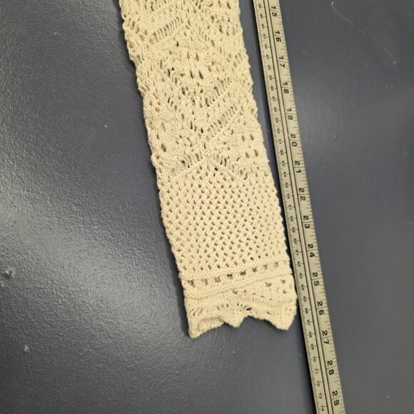 Freshmen Cream Crochet Long Duster Open Cardigan Sweater Size Medium - Picture 5 of 10